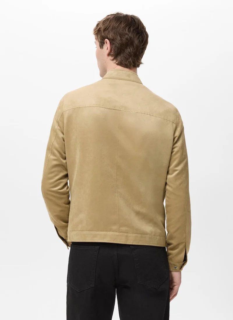 مانجو مان Suede-effect biker jacket